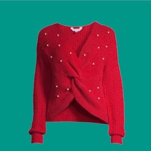Women’s Twist Faux Pearl Sweater